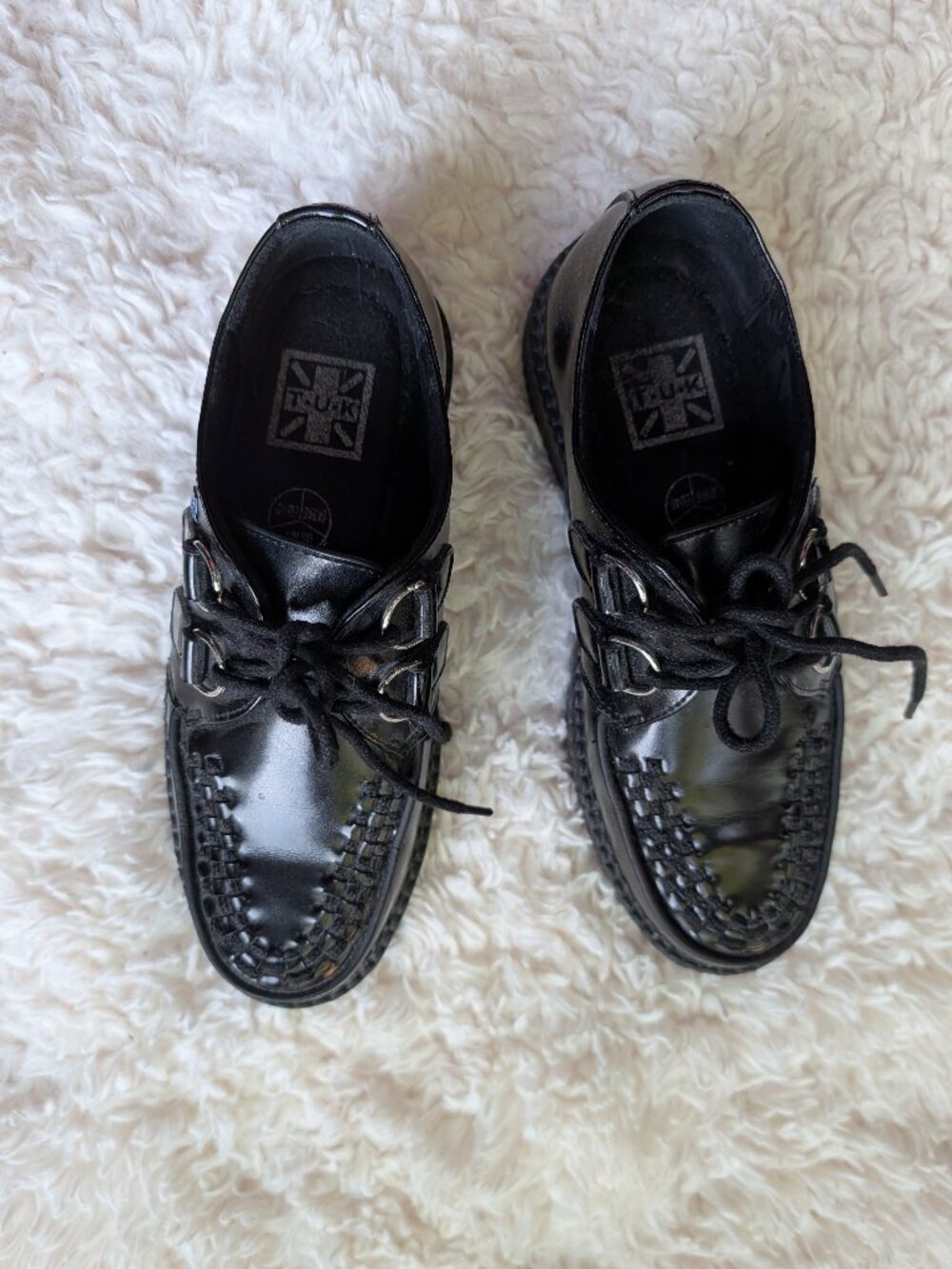 T.U.K. Black Leather Platform Creepers Goth Punk Shoes US 9 UK 7 - Picture 3 of 7